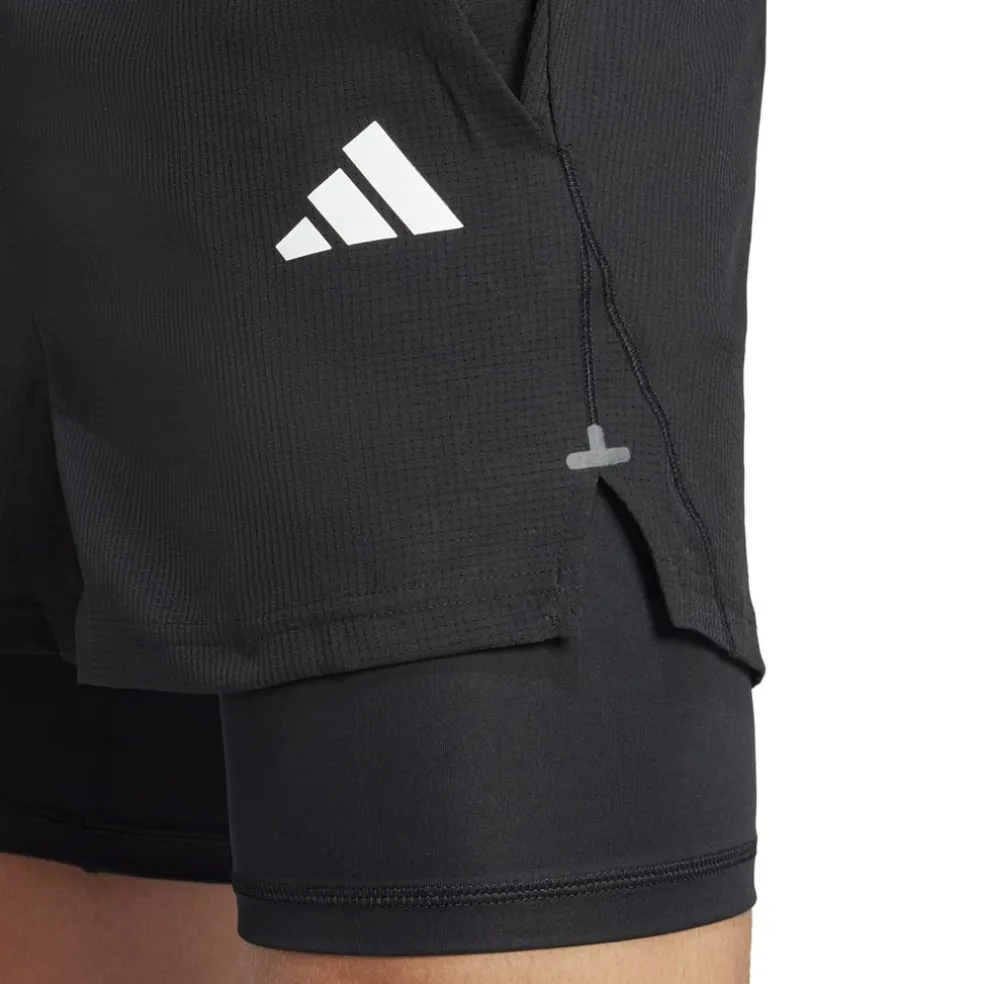 adidas Mens Gym+ 2 In 1 Shorts in Black