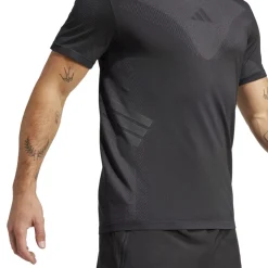 adidas Mens Gym+ Seamless Tee in Black