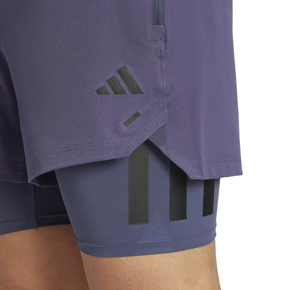 adidas Mens Power Workout Two In One Shorts in Blue