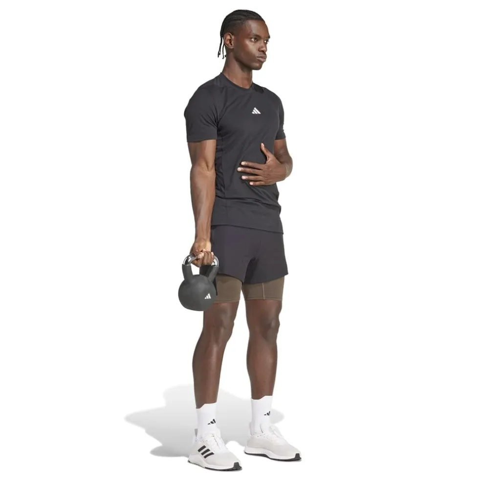 adidas Mens Power Workout Two In One Shorts in Black