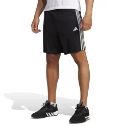 adidas Mens Train Essentials Piqué 3 Stripes Training Shorts in Black