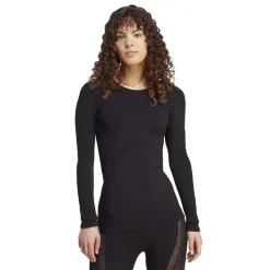 adidas Merino Slim Fit Crew Neck Long Sleeve T-Shirt in Black