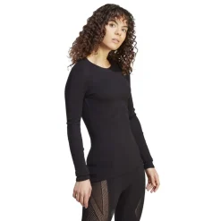 adidas Merino Slim Fit Crew Neck Long Sleeve T-Shirt in Black