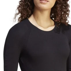 adidas Merino Slim Fit Crew Neck Long Sleeve T-Shirt in Black