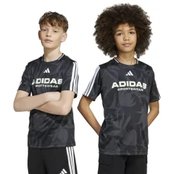 adidas Of Tiro Allover Print T-Shirt Juniors in Black
