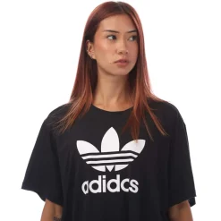 adidas Originals Adicolor Trefoil Boxy T-Shirt (Plus Size) in Black
