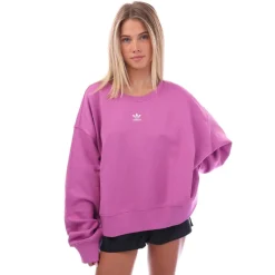 adidas Originals Adicolor Essentials Crew Sweatshirt (Plus Size) in Lilac