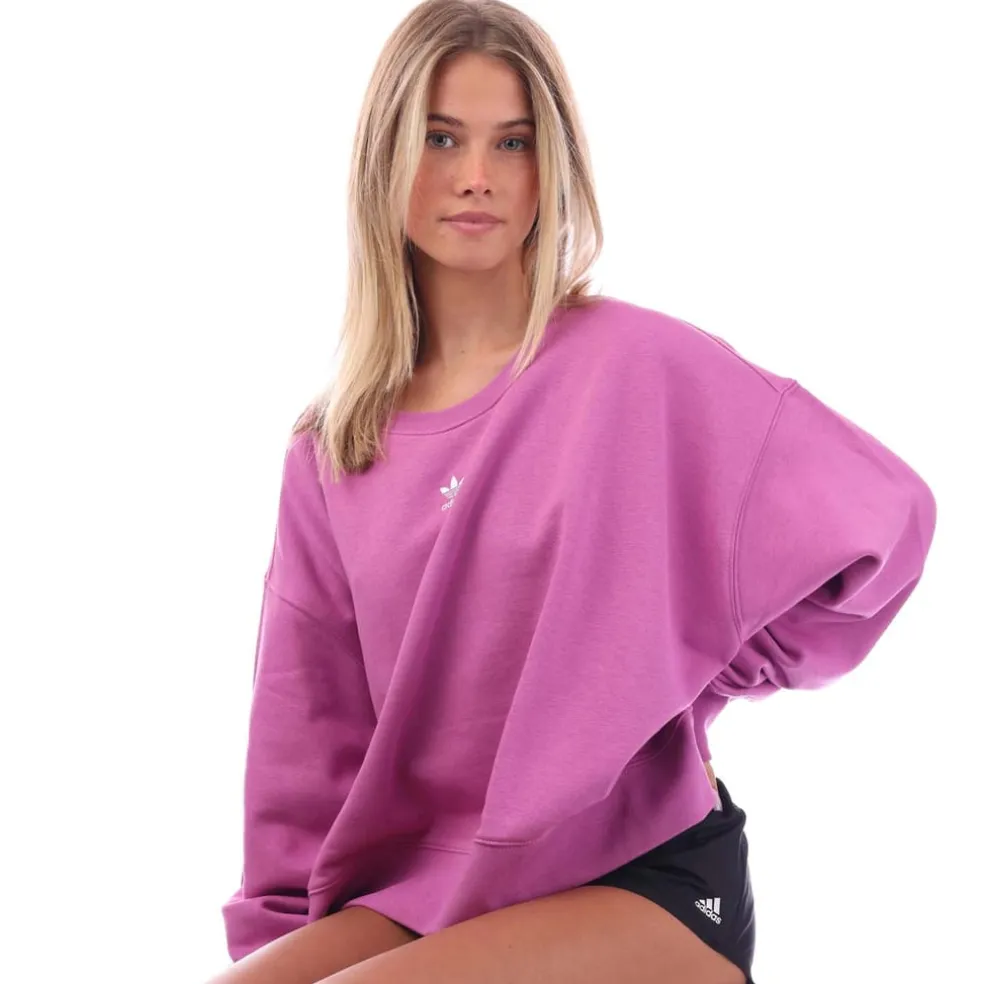 adidas Originals Adicolor Essentials Crew Sweatshirt (Plus Size) in Lilac