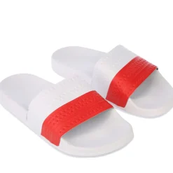adidas Originals Adilette Slide Sandals in White red