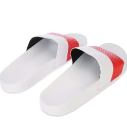 adidas Originals Adilette Slide Sandals in White red