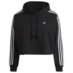 adidas Originals Cropped Hooded Relaxed Sweatshirt in Black