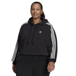 adidas Originals Cropped Hooded Relaxed Sweatshirt in Black