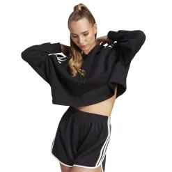adidas Originals Cropped Hooded Relaxed Fit Sweatshirt in Black
