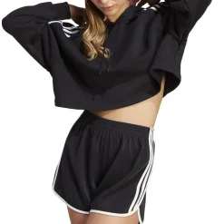 adidas Originals Cropped Hooded Relaxed Fit Sweatshirt in Black