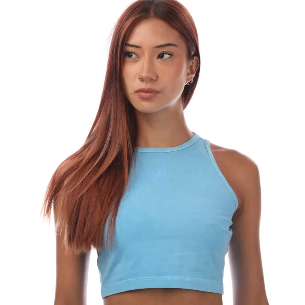 adidas Originals Essentials+ Crop Tank Top in Blue
