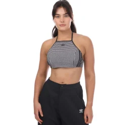 adidas Originals Gingham Top in White Black