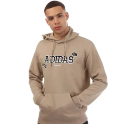 adidas Originals Hooded Lettering Regular Fit Sweatshirt in Brown