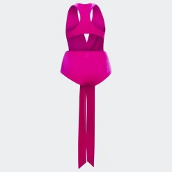 adidas Originals Ivy Park Front Tie One-Piece Swimsuit in Pink