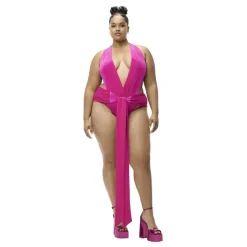 adidas Originals Ivy Park Front Tie One-Piece Swimsuit in Pink