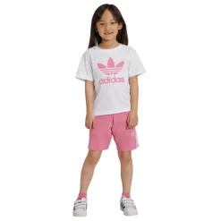 adidas Originals Junior Adicolor Shorts & T-Shirt Set in Rose