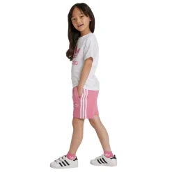 adidas Originals Junior Adicolor Shorts & T-Shirt Set in Rose