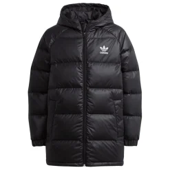 adidas Originals Juniors Adicolor Elongated Down Jacket in Black-White