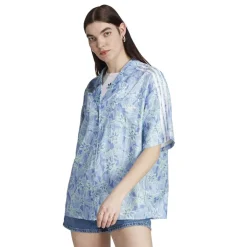 adidas Originals Relaxed Fit Resort Shirt in Blue