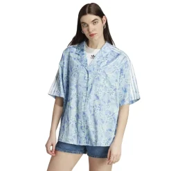 adidas Originals Relaxed Fit Resort Shirt in Blue