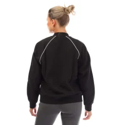 adidas Originals 3-Stripes Fleece Bomber Jacket in Black