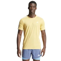 adidas Own The Run 3-Stripes T-Shirt in Yellow