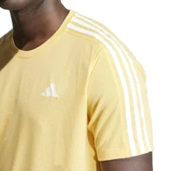 adidas Own The Run 3-Stripes T-Shirt in Yellow