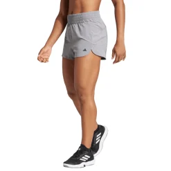 adidas Pacer Stretch-Woven Zipper Pocket Lux Shorts in Grey