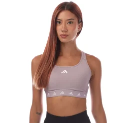 adidas Powerreact Training Medium-Support Techfit Bra in Purple