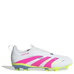 adidas Predator 3 Childrens Laceless Firm Ground Football Boots in White