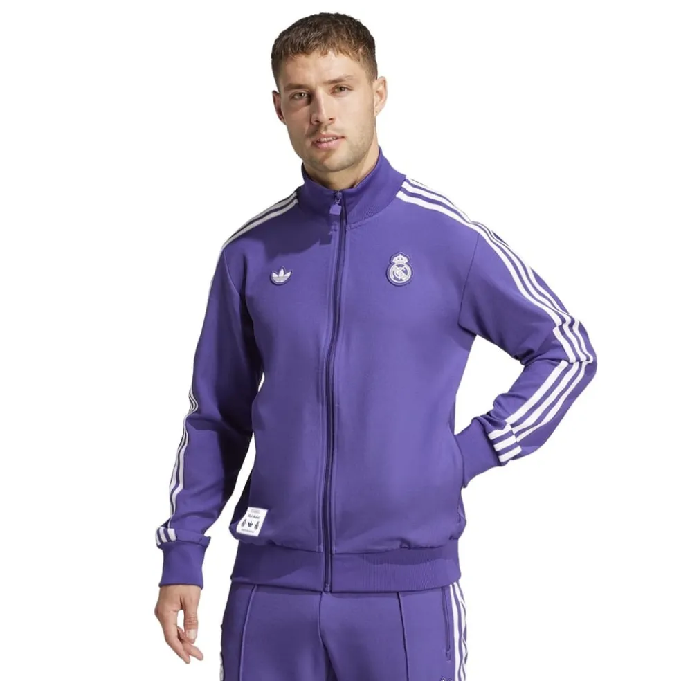 adidas Real Madrid Terraces Icon Tracksuit Top in Purple