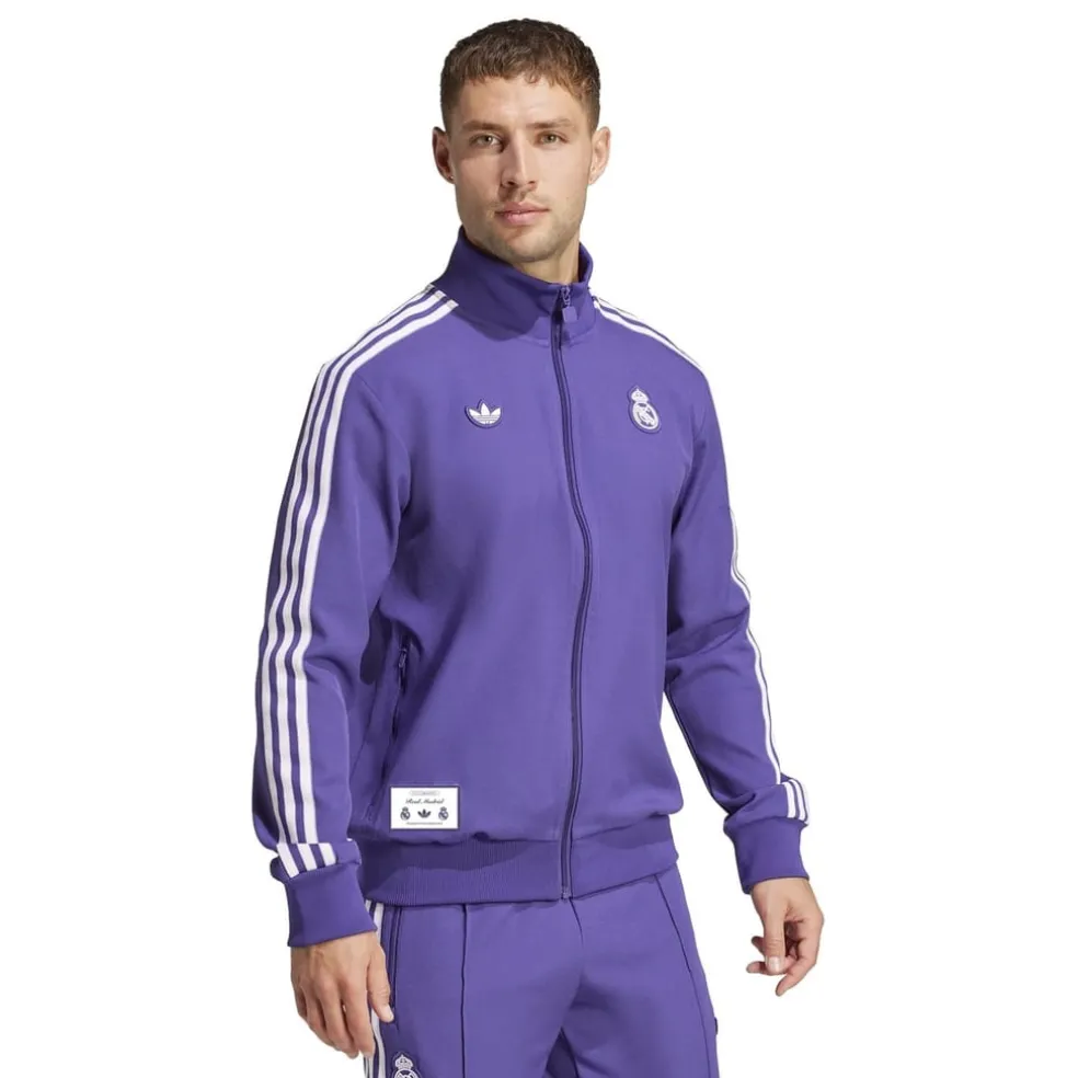 adidas Real Madrid Terraces Icon Tracksuit Top in Purple