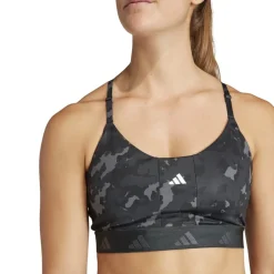 adidas Slim Fit Scoop Neck Bra in Grey