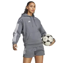 adidas Tiro Hooded Relaxed Fit Sweatshirt in Grey