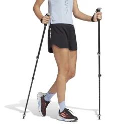 adidas Walking Curved Hem Athletic Shorts in Black