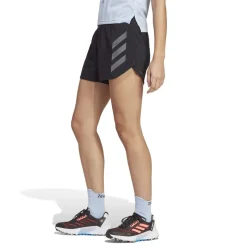 adidas Walking Curved Hem Athletic Shorts in Black