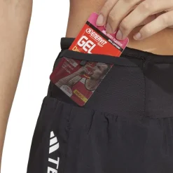 adidas Walking Curved Hem Athletic Shorts in Black