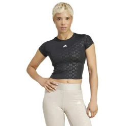 adidas Womens Hyperglam Training Emboss T-Shirt in Black