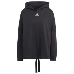 adidas Woven Hooded Relaxed Fit Sweatshirt in Black