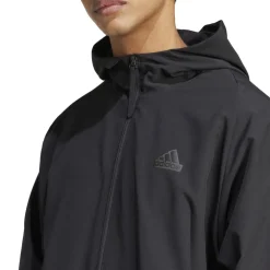 adidas Z.N.E. Woven Full-Zip Hooded Track Top in Black