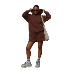 Agon Lounge Boxy Oversized Hoodie Coffee in Brown