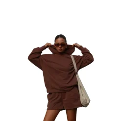 Agon Lounge Boxy Oversized Hoodie Coffee in Brown