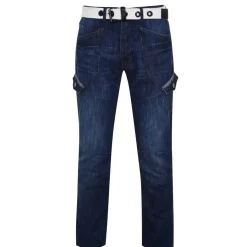 Airwalk Mens Belted Cargo Jeans in Blue