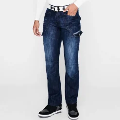 Airwalk Mens Belted Cargo Jeans in Blue
