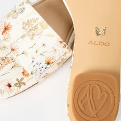 Aldo Floral Open Toe Flat Heel Slides in Multi