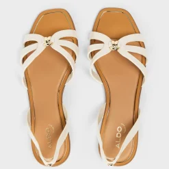 Aldo Open Toe Flat Heel Slide Sandals in White